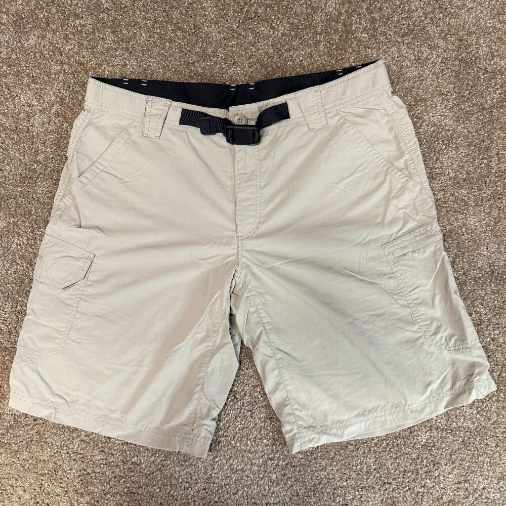Eddie Bauer Adventure Trek Cargo Shorts Men 36 Beige Stretch Hiking Outdoor Camp